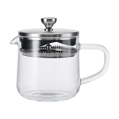 Immagine di La Cafetière Teiera con coperchio, 2 tazze/550 ml, in vetro resistente al calore, filtro acciaio inox integrato per foglie di tè e infusi caffè macinato