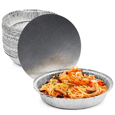 Immagine di Matana 40 teglie rotonde in foglio di alluminio, perfette per pasticceria, sformati e torte, con coperchio (23cm/1060ml)