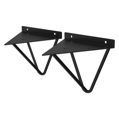 Immagine di ML Design 2 Pezzi Staffe per Mensole Triangolari 160 mm Nero Metallo Reggimensola Triangolare Montaggio a Parete Supporto Mensola Prisma Forcella Muro Staffa di Scaffale