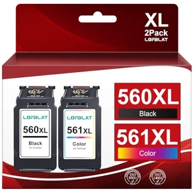 Immagine di LOFBLAT PG 560XL CL 561XL Cartucce Sostituzione per 560 561 XL Pixma TS5350 TS7450 TS5351 TS5352 TS5353 TS7451 (Nero Tri Colore, 2 Pack)