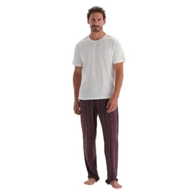 Immagine di Dagi Regular Waist Lined Jacquard Knitted Single Bottom, Fondo del Pigiama Uomo, Bordeaux,