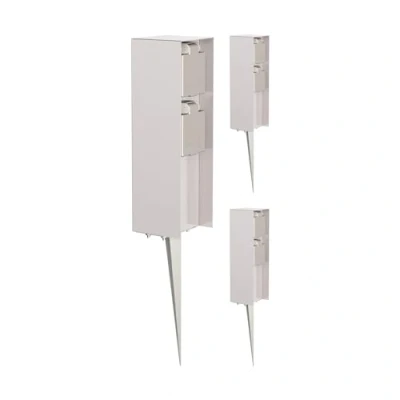 Immagine di ledscom.de 3 pz. presa da giardino POMI con picchetto a terra per esterni, IP44, 2 vie, acciaio inox, quadrata, 23cm