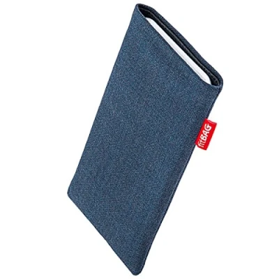 Immagine di fitBAG Jive Blu per Apple iPhone 12 Pro Max/iPhone 13 Max Custodia cellulare in tessuto con imbottitura microfibra Made Germany