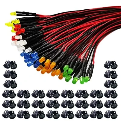 Immagine di GTIWUNG 60Pcs 6 Colori 12V Led Diodi ad Emissione, 3mm Luminosa Luce a Precablata, Modellismo + Supporto in Plastica del Diodo