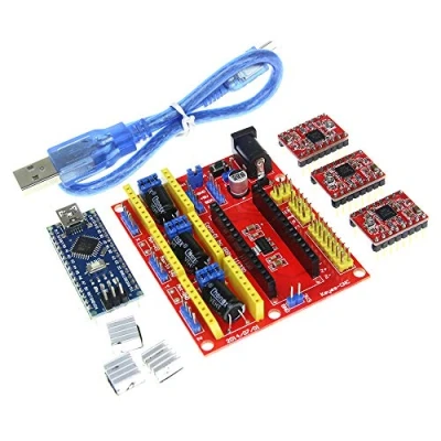 Immagine di OTNE Kit Scheda di Espansione Incisione Stampante 3D Controller CNC Shield V4+Nano 3.0 Board+A4988 Driver + Cavo USB