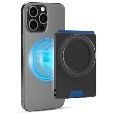 Immagine di PROfezzion Portacarte Sottile Custodia Mag safe Fino a 2 Carte Bancarie/Carte di Credito per iPhone 16 Plus Pro Max &amp; 15 14 13 12 e Cellulare safe(Nero)