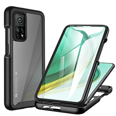 Immagine di CENHUFO Cover Xiaomi Mi 10T 5G / Pro 5G, 360 Gradi Antiurto con Protezione Schermo Integrata Rugged Doppia Faccia Bumper Trasparente Case Fronte Retro Custodia per Nero