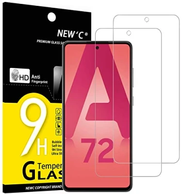 Immagine di NEW&#039;C 2 Pezzi, Vetro Temperato per Samsung Galaxy A72 / 5G, Pellicola Prottetiva Anti Graffio, Impronte, Senza Bolle, Durezza 9H, 0,33mm Ultra Trasparente, Resistente