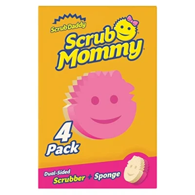 Immagine di Scrub Daddy Mommy, Spugna Abrasiva Cucina su Due Lati, Alternativa Prodotti ai Panni Non Graffiati, Faccina Sorridente per Lavello, Bagno e Doccia, FlexTexture, Assortita, 4 pz