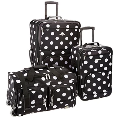 Immagine di Rockland set di valigie da 3 pezzi, trasparente, Blackdot, Taglia unica, Melbourne Hardside Trolley espandibile con ruote girevoli