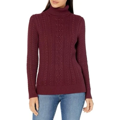 Immagine di Amazon Essentials Maglione A Collo Alto Intrecciato con Screziatura (Taglie Forti Disponibili) Donna, Bordeaux, XS