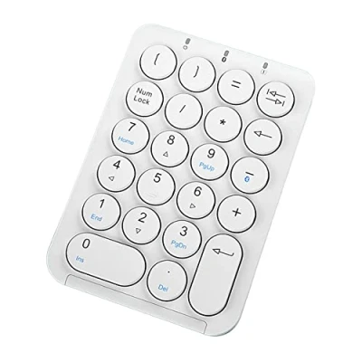 Immagine di Persistence Tastierino Numerico Wireless Bluetooth Rotondi 22 Tastiera Numerica Ricaricabile (Bianca)