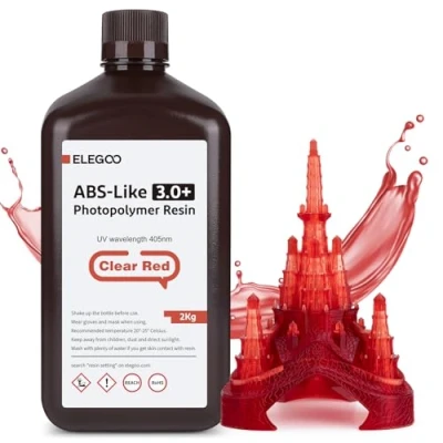Immagine di ELEGOO Resina ABS Like 3.0 Plus 3.0+, LCD UV Rapida Alta Precisione, Non Brittle, Migliorata Forza e Durezza per LCD/DLP Stampante 3D Fotopolimerica, Rosso Chiaro 2000G