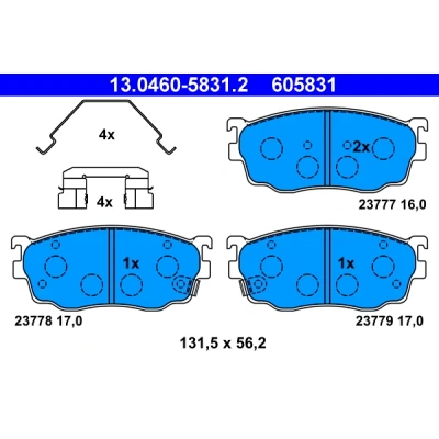 Immagine di ATE 13.0460 5831.2 Kit pastiglie freno con segnalatore acustico usura accessori MAZDA: Premacy, 323 F 6, 626 V SW
