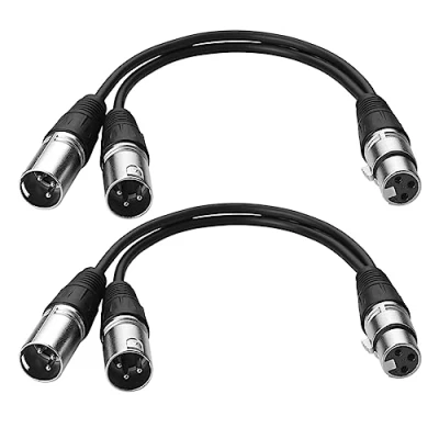 Immagine di S SIENOC Cavo microfono da 3 pin XLR a Dual 2 (argento femmina maschio)