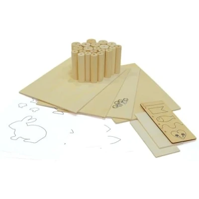 Immagine di Contenuto della confezione: tornitura + seghe, PLAYmake/UNIMAT (tornio, compensato di pioppo)