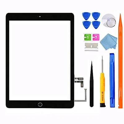 Immagine di JPUNG GoodFixe Touchscreen Digitizer per iPad 5 Display 2017 (Nero) 9.7 Pollici, A1822 A1823 Schermo tattile Frontale,con Home Buttone,Include Strumenti di Riparazione