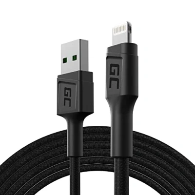 Immagine di Green Cell Cavo USB A Lightning 1.2m di ricarica noir compatibile con Apple iPhone 14 13 12 11 SE Pro Max X XR XS 8 7 Plus 6 6S 5 5C iPad Air/Pro/Mini iPod