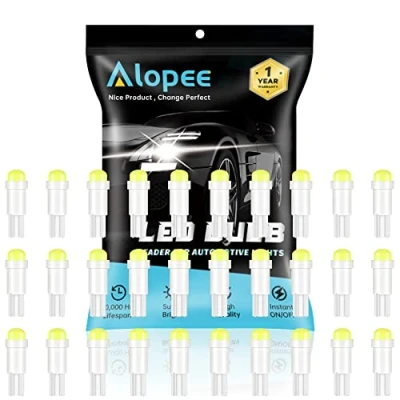 Immagine di Alopee 30 Pack T5 / 74 73 2723 2721 1 SMD LED 12V 20Lumi Luce Bianca per Cruscotto, Indicatore di Direzione Laterale, Indicatori