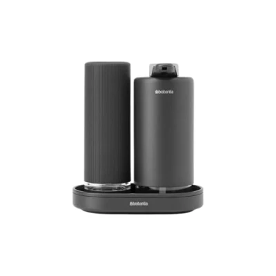 Immagine di Brabantia SinkStyle dispenser di sapone con 2 eleganti per mani e piatti, vassoio testurizzato spremi sapone, Mineral Infinite Grey, x 200 ml