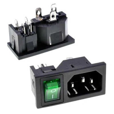 Immagine di Oiyagai 5 Pezzi Connettore di Alimentazione IEC320 C14, Modulo Ingresso con Interruttore, 250V AC 10A, Maschio (Verde)