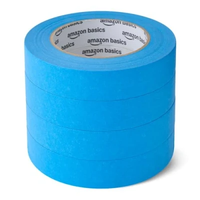 Immagine di Amazon Basics Nastro adesivo per pittura, 2.3 cm x 55 m, confezione da 4 rotoli, Blu