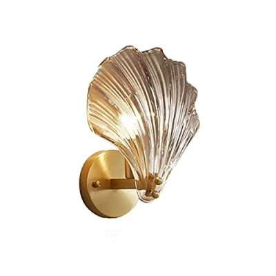 Immagine di MZStech Lampada da pareti a conchiglia con base in ottone e cristallo, Applique cristallo parete (Ambra)