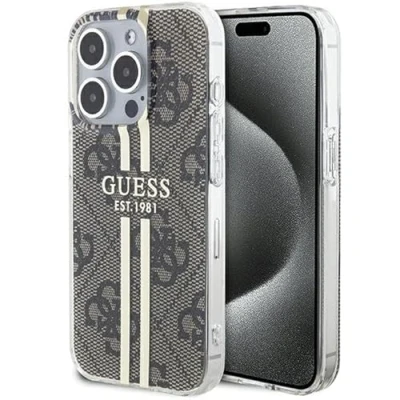 Immagine di Guess GUHCP15XH4PSEGW Custodia per iPhone 15 PRO Max 6,7 Pollici Rigida Marrone IML 4G Striscia Dorata