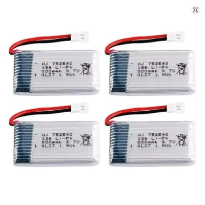 Immagine di YUNIQUE GREEN CLEAN POWER Set 4 Batterie LiPo 3.7V 500mAh Ricaricabili Compatibili con Rc Droni Syma X5, Cheerson CX 30W, Skytech M68, Wltoys F949 Dimensioni 45x25x9mm, Argento