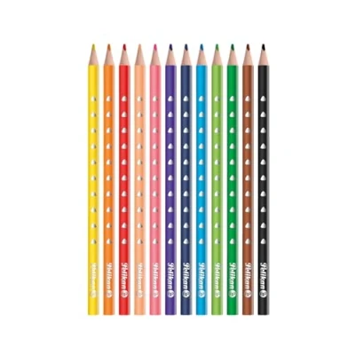 Immagine di Pelikan Silverino, Matite Colorate con Fusto Triangolare e Impugnatura Ergonomica per Bambini, Pastelli dai Colori Intensi Lavabili, Astuccio da 12