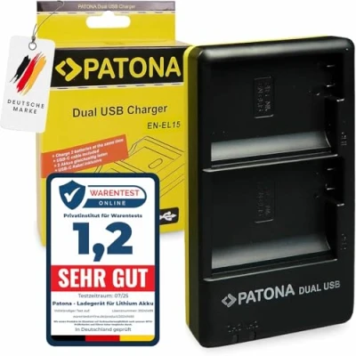 Immagine di PATONA EN EL15c EL15b EL15 Caricabatteria 1965 Doppio, USB (Ingresso c e Micro USB)