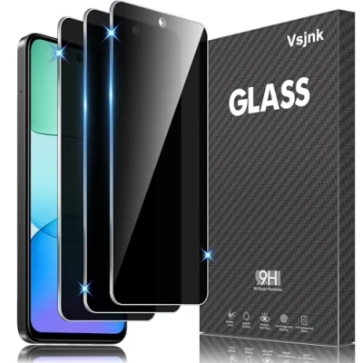 Immagine di Vsjnk Privacy Vetro Temperato Compatibile con Xiaomi Redmi 13/Xiaomi Poco M6 Pellicola Protettiva,3 Pezzi Protezione Schermo Anti Impronta Graffio Bolle Durezza 9H.