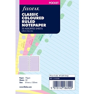 Immagine di Filofax Fogli a righe classiche colorati con buchi