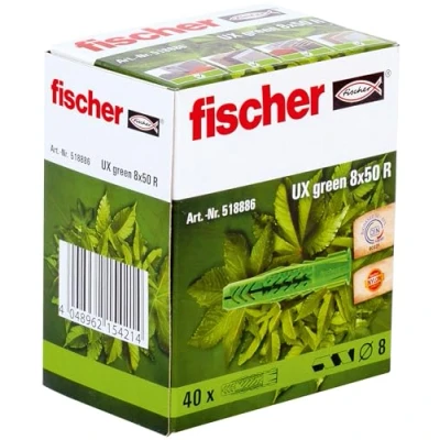 Immagine di Tassello universale Fischer UX GREEN 8 x 50 R mm 518886 40 pz.