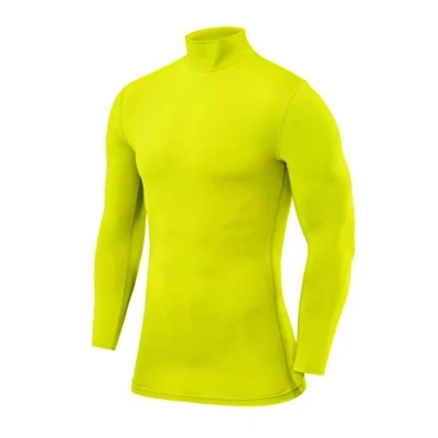 Immagine di PowerLayer Maglia Termica Uomo a Manica Lunga Compressione per Calcio e Sport Strato Base Maniche Lunghe Allenamento Corsa Ciclismo Verde Acceso, S