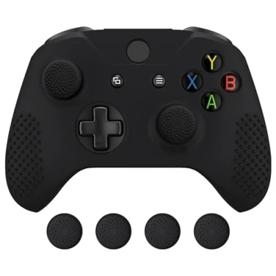 Immagine di eXtremeRate PlayVital Cover Skin per Xbox One S X Controller,Custodia Protettiva in Silicone con Gommini Coprilevette Analogiche Antiscivolo Joystick Model 1708(Nero)