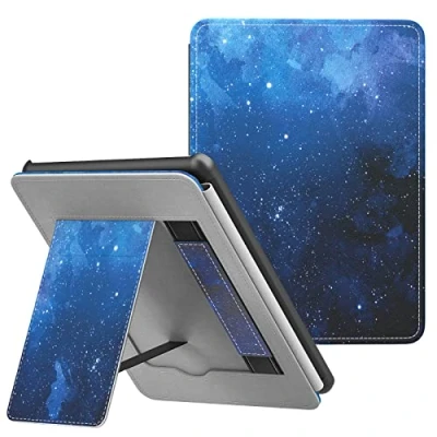 Immagine di MoKo Custodia Compatibile con Kindle Paperwhite 11ª Gen. 2021 e 2022, Schermo da 6,8&quot;, Magnete Riattivazione Standby, Supporto, Cinturino Presa Fessure Tesserini, Cielo Stellato Blu