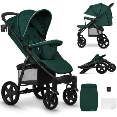 Immagine di Lionelo Annet passeggino leggero pieghevole per bambini fino 48mesi o 22kg, regorabile, Con posizione sdraiata, Ruote EVA 28cm Cappottina XXL Zanzariera Coprigambe Portabibite