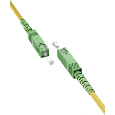 Immagine di goobay 59657 Cavo in fibra ottica (FTTH), monomodale (OS2) Simplex/SC APC (8) maschio a SC UPC maschio/cavo onda luminosa, 0,5 m
