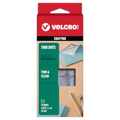 Immagine di Velcro(r) Brand Fasteners 5/8 &quot;, Ultrasottile, Monete, Bottoni, Confezione da 75 Pezzi, Colore: Trasparente