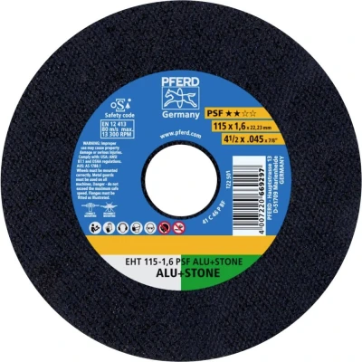 Immagine di PFERD EHT 115 1,6 PSF ALU+STONE 61818021 Disco di taglio dritto mm 25 pz. Alluminio, Metalli non ferrosi, titanio, Lega Ghisa, Duroplast,