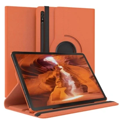 Immagine di EAZY Case Custodia per tablet Samsung Galaxy Tab S8 Cover protettiva 11 pollici Smart Rotation stare in piedi Flip 360 girevole con funzione di supporto, similpelle Arancia