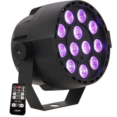 Immagine di Ibiza PAR MINI RGB3 Faretto con 12 LED RGB da 3W ciascuno 3 IN 1 effetto strobo Nero