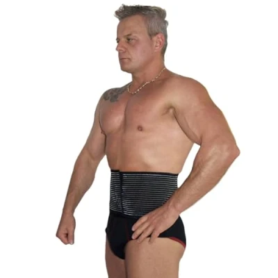 Immagine di BODYPERFECT Fascia ernia ombelicale Pancera post operatoria Cintura parto Elasticizzata A Strappo Altezza 16 Cm Made in Italy (Nero, L)