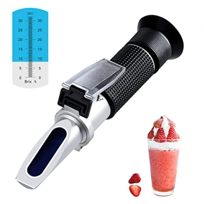 Immagine di XinJiaYi Rifrattometro zucchero 0 32%, test di contenuto Brix portatile, misuratore ad alta precisione con ATC per bevande alla frutta e succhi