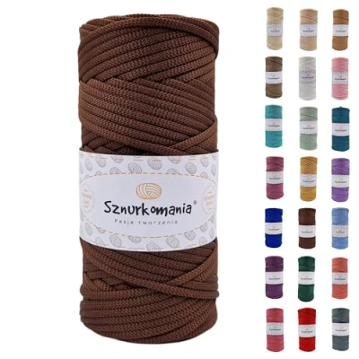 Immagine di cordoncino in poliestere 5 mm 100 m, molti colori, piatto poliestere, macramè da mm, filato macramè, filo di lucido, corda Sznurkomania (marrone)