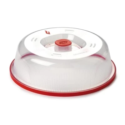 Immagine di Snips 90067 Coperchio para Schizzi, Contenitore, Campana Microonde, Colore Trasparente e Rosso,Made in Italy, Bpa 0% Phlatati, Plastica