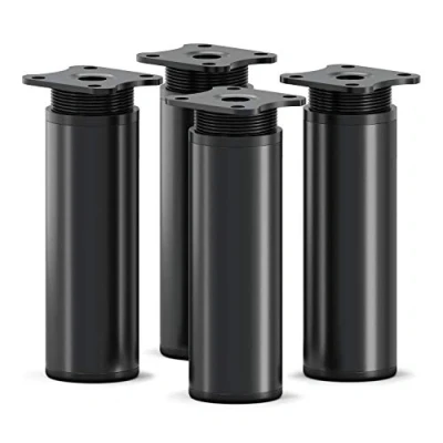 Immagine di sossai® Gambe per mobili MFR1 set di 4 regolabili in altezza Altezza: 120 mm (+20mm) Design: Nero Opaco Forma rotonda: 40 x Viti inclusi
