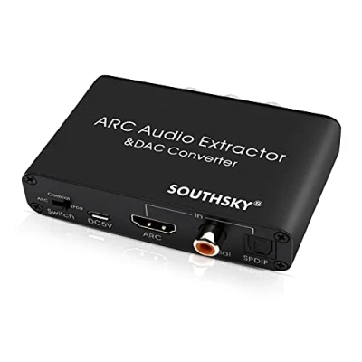 Immagine di SOUTHSKY 192KHz DAC,Convertitore Audio Digitale a Analogico, L/R, Estrattore HDMI ARC SPDIF, Coassiale, 3,5 mm Stereo, Volume CEC Regolabile,Switch Ottico,Toslink,RCA