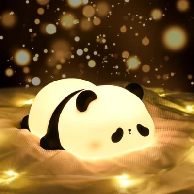 Immagine di Birnetek Luce Notturna Bambini, Silicone Luci Panda，Lampada LED per Neonato con Timer 30 Minuti, USB Ricaricabile, Controllo Touch